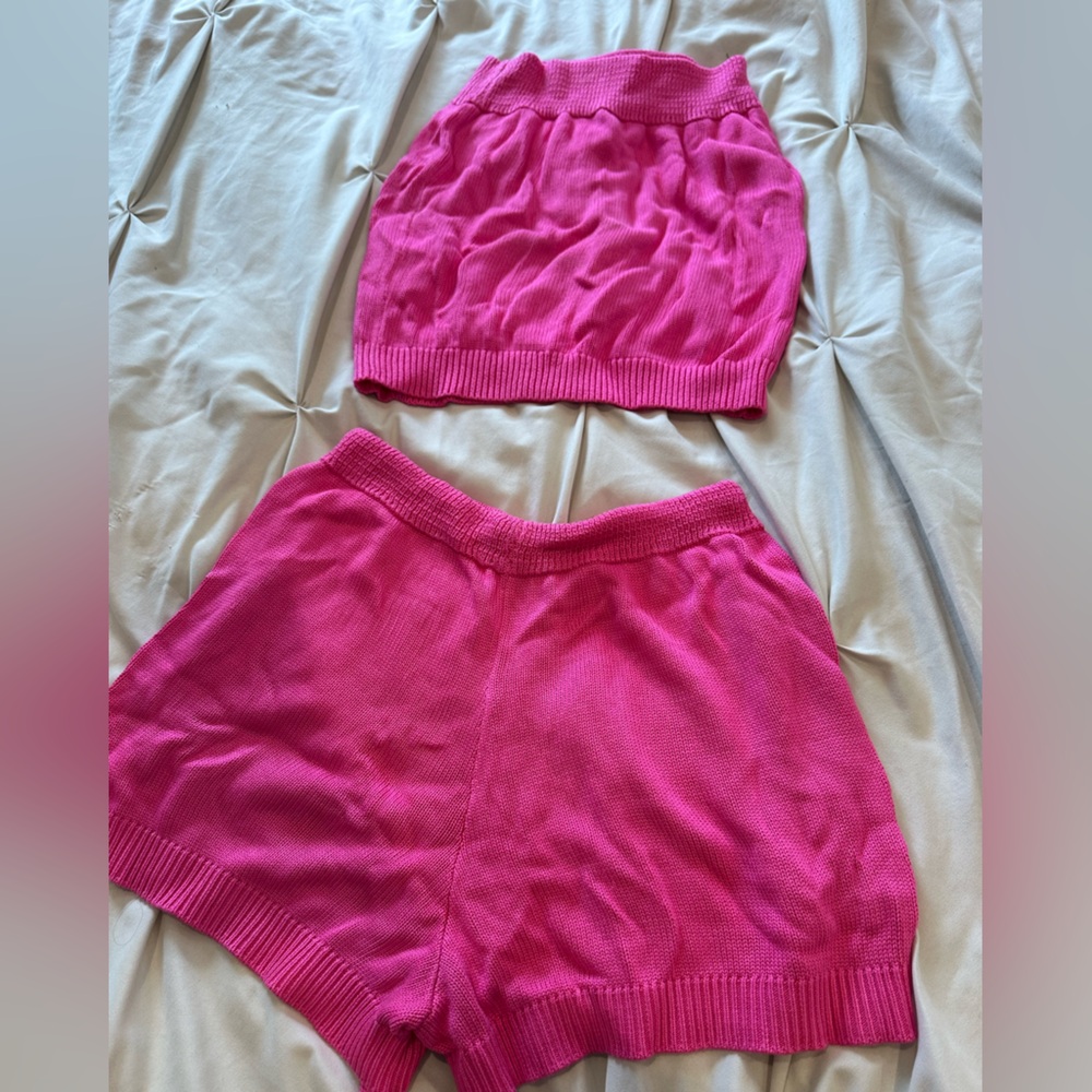 Women's Hot Pink Knit Sweater outfit